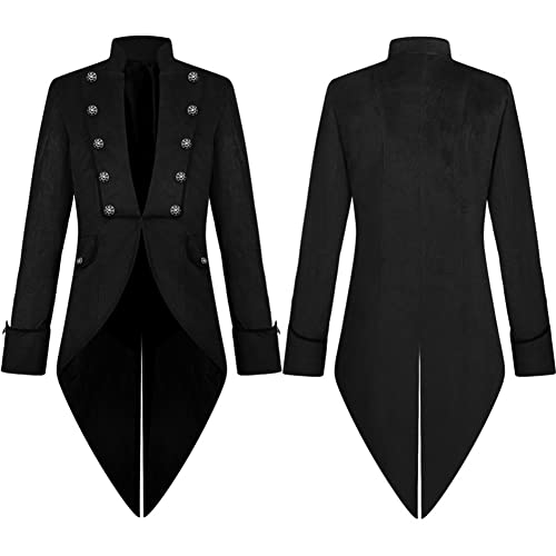 AGYMNX Steam Punk Herren Jacke Samt Gothic Frack Steampunk Mantel Gehrock Mittelalter Viktorianische Uniform Lange Smoking f�r M�nner Halloween Kost�m Karneval Fasching Party Cosplay Kleidung von AGYMNX