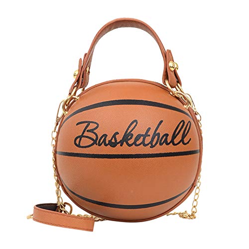 Modische runde Kette Kuriertasche Handtasche Frauen Ballform Kleine Leder Handtasche Mädchen Funky Reise Crossbody Umhängetasche von AGZHU