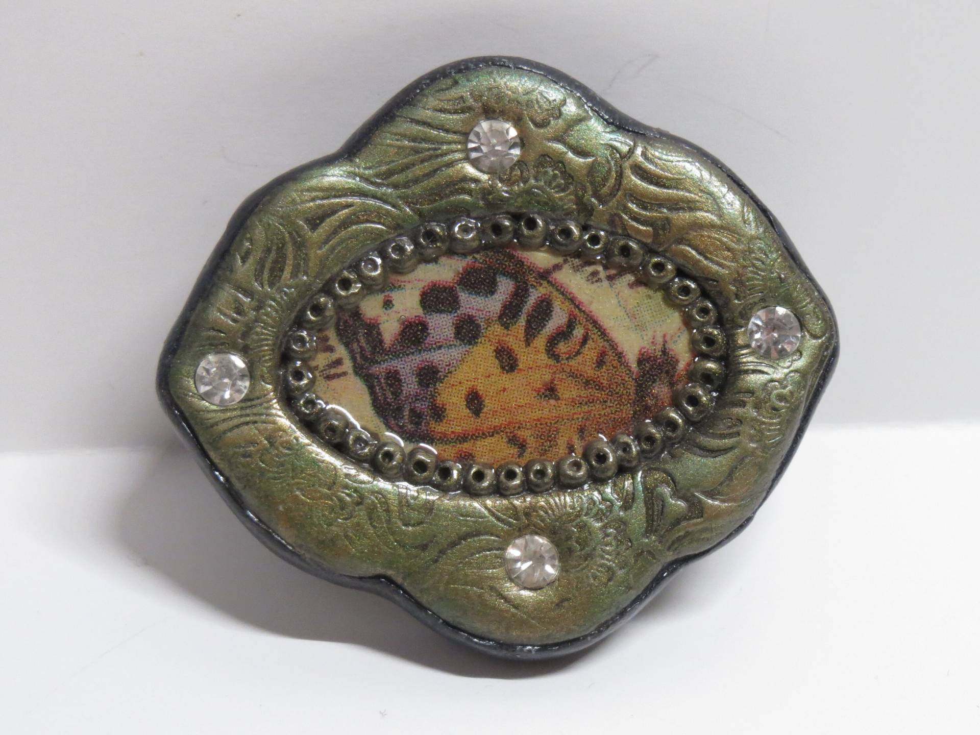 Polymer Clay Mixed Media Brosche - Schmetterlingsgarten Polymer Clay Mixed Media Brosche - Schmetterlingsgarten von AGardenofMuses