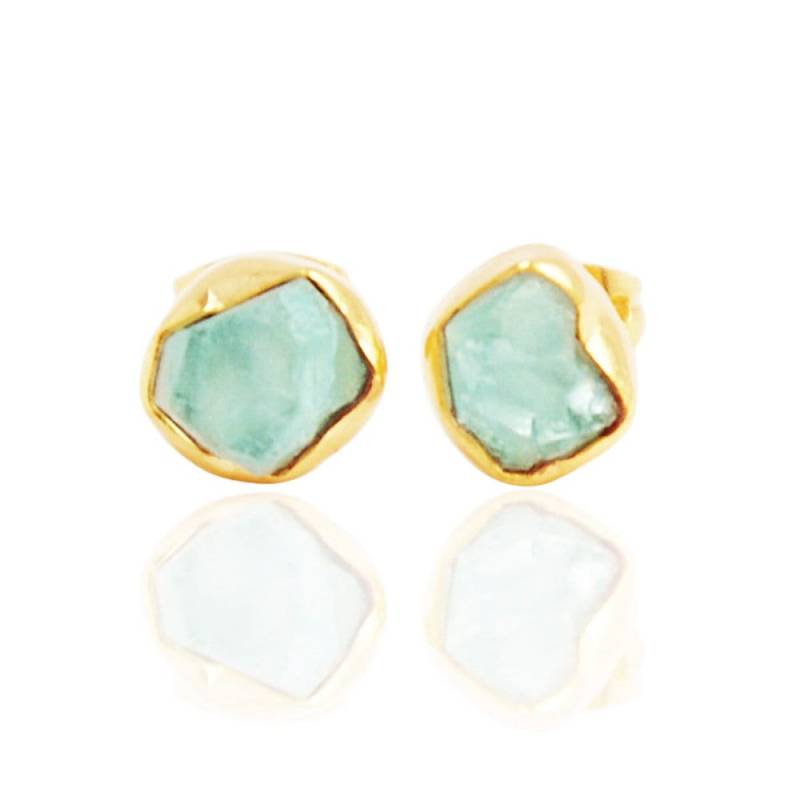 Rohe Aquamarin Ohrstecker 18K Gold Filled Bezel Set Rohe Aquamarin Ohrstecker 18K Gold Filled Bezel Set von AHAAVI