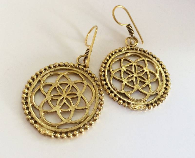 Gold Mandala Ohrringe Messing Boho Schmuck von AHAAVI
