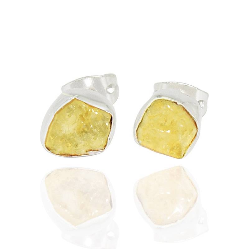 Rohe Citrin Ohrstecker 18K Gold Vermeil Bezel, November Geburtsstein von AHAAVI