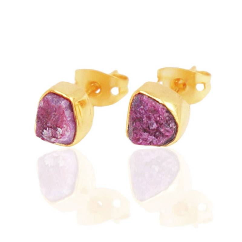 Rohe Rubin Ohrstecker 18K Gold Vermeil, Juli Geburtsstein von AHAAVI