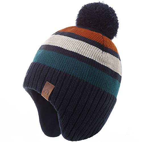 AHAHA Wintermütze Junge and Baby - Fleece-Gefüttertes Ski Beanie Kinder Strick Earflap Mütze 51CM von AHAHA