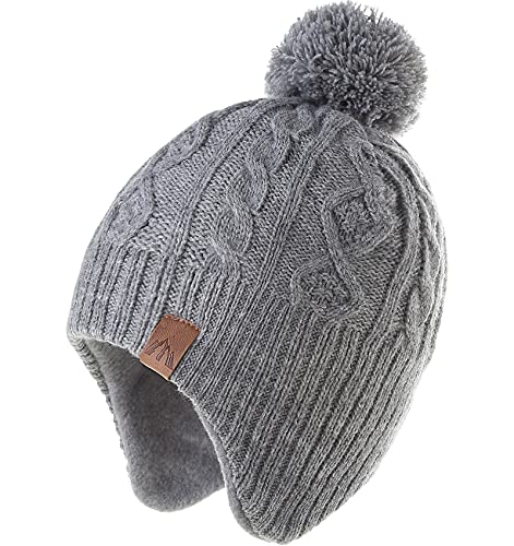 AHAHA Wintermütze Junge and Baby - Fleece-Gefüttertes Ski Beanie Kinder Strick Earflap Mütze 51CM von AHAHA