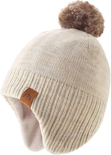 AHAHA Wintermütze Junge and Baby - Fleece-Gefüttertes Ski Beanie Kinder Strick Earflap Mütze 55CM von AHAHA