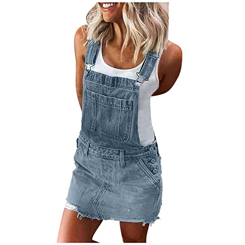 AHAKLO Latzkleid Damen Jeans, Ärmellose Jeanskleid Damen Sommer, Verstellbare Trägerkleid Rückenfreies Minikleid Lässige Kleid Mit Taschen Frauen Latzrock Freizeitkleid AHAKLO Latzkleid Damen Jeans, Ärmellose Jeanskleid Damen Sommer, Verstellbare Trägerkleid Rückenfreies Minikleid Lässige Kleid Mit Taschen Frauen Latzrock Freizeitkleid von AHAKLO