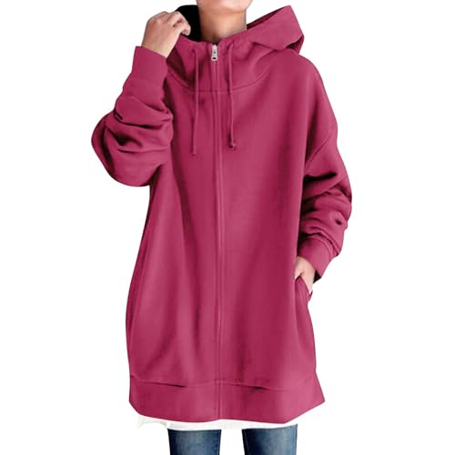 AHAKLO Sweatshirt Jacke Damen Lang Lang Kaputzensweatshirtjacke Damen Oversize Sweatjacke Damen Lang Kapuzenpullover Für Damen Mit Taschen Sportjacken Für Damen Lang Frauen Mantel Mit von AHAKLO