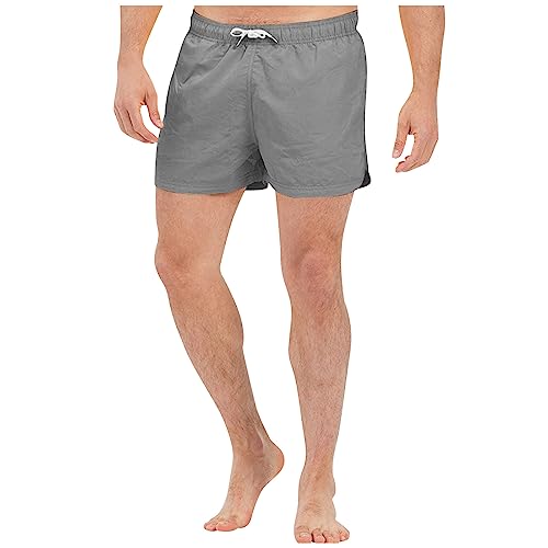 Badeshorts Herren Sommer Elastisch Gummibund Kordelzug Strandshorts mit Tasche Casual Loose Einfarbig Schnelltrocknend Schwimmhose Boardshorts für Männer Sporthose Kurz Leichtes Surfshorts von AHAKLO