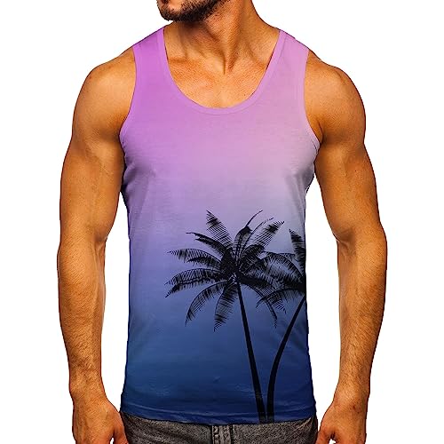 Hawaii Strandweste Herren Tank Tops Sommer Ärmelloses Rundhals Drucken Gym Sport Weste Schnelltrocknend Atmungsaktiv Leicht Fitness Tanktop Tshirts Männer Casual Loose Basketball-Weste von AHAKLO