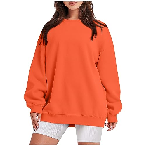 Pullover Damen Herbst Winter Langarm Sweatshirt Rundhals Einfarbig Sport Fitness Oberteile Oversize Pullover Teenager Mädchen Bequeme Dünne Leichte Sport Frauen Outdoor T-Shirt Casual Loose Tops von AHAKLO