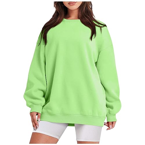 Pullover Damen Herbst Winter Langarm Sweatshirt Rundhals Einfarbig Sport Fitness Oberteile Oversize Pullover Teenager Mädchen Bequeme Dünne Leichte Sport Frauen Outdoor T-Shirt Casual Loose Tops von AHAKLO