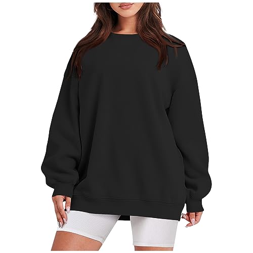 Pullover Damen Herbst Winter Langarm Sweatshirt Rundhals Einfarbig Sport Fitness Oberteile Oversize Pullover Teenager Mädchen Bequeme Dünne Leichte Sport Frauen Outdoor T-Shirt Casual Loose Tops von AHAKLO