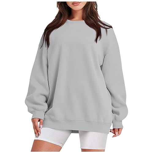 Pullover Damen Herbst Winter Langarm Sweatshirt Rundhals Einfarbig Sport Fitness Oberteile Oversize Pullover Teenager Mädchen Bequeme Dünne Leichte Sport Frauen Outdoor T-Shirt Casual Loose Tops von AHAKLO