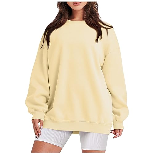 Pullover Damen Herbst Winter Langarm Sweatshirt Rundhals Einfarbig Sport Fitness Oberteile Oversize Pullover Teenager Mädchen Bequeme Dünne Leichte Sport Frauen Outdoor T-Shirt Casual Loose Tops von AHAKLO