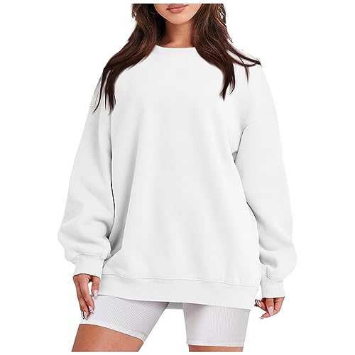 Pullover Damen Herbst Winter Langarm Sweatshirt Rundhals Einfarbig Sport Fitness Oberteile Oversize Pullover Teenager Mädchen Bequeme Dünne Leichte Sport Frauen Outdoor T-Shirt Casual Loose Tops von AHAKLO