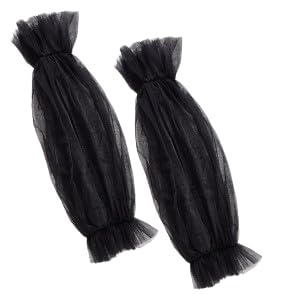 AHANDMAKER 1 Paar Abnehmbare Ärmel Schwarze Abnehmbare Puffärmel Aus Netzstoff 23(1) cm Lang Bauschige Transparente Ärmel Für Hochzeitskleid Brautaccessoires Pullover Abschlussball Opern Mottoparty von AHANDMAKER