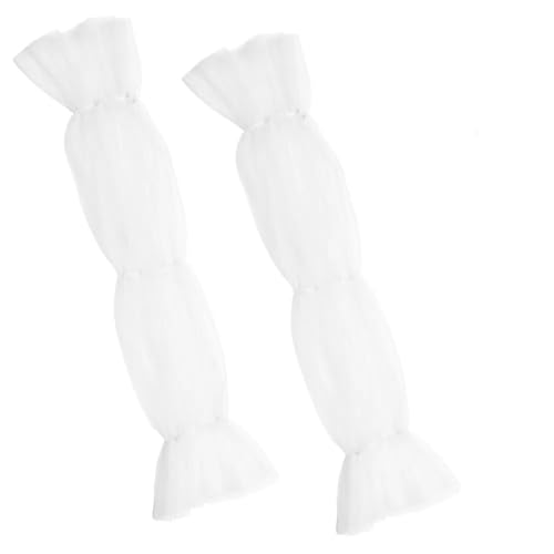 AHANDMAKER 1 Paar Abnehmbare Lange Netzärmel Aus Polyester Weiße Fingerlose Handschuhe Transparente Handschuhe 59.5cm Lange Armstulpen Für Die Braut Lange Spitzenhandschuhe Für Damen Für Hochzeit von AHANDMAKER