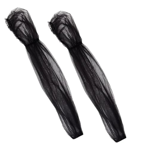AHANDMAKER 1 Paar Abnehmbare Organza Ärmel Für Brautkleider Schwarze Fingerlose Handschuhe Aus Netzstoff Transparente Handschuhe 30" Lange Brauthandschuhe Aus Tüll Für Die Hochzeitsfeier. von AHANDMAKER