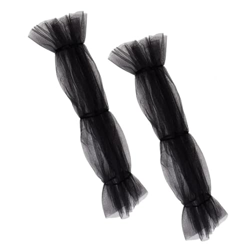 AHANDMAKER 1 Paar Netzärmel Für Hochzeitskleider 59.5cm Lange Armstulpen Für Die Braut Schwarze Fingerlose Handschuhe Transparente Handschuhe Abnehmbare Puffärmel Aus Netzstoff Für Das Hochzeitskleid von AHANDMAKER