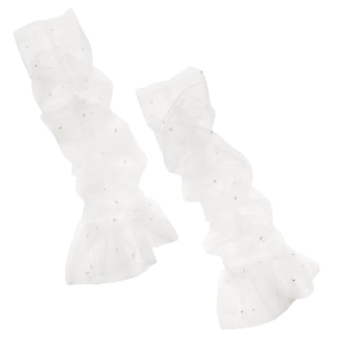 AHANDMAKER 1 Paar Perlenhandschuhe Weiße Abnehmbare Ärmel Für Brautkleidärmel 62.5cm Lange Fingerlose Handschuhe Transparente Handschuhe Braut Arm Ärmel Lange Spitzenhandschuhe Für Abschlussball von AHANDMAKER