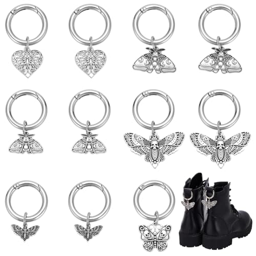 AHANDMAKER 12 Stück Schuhanhänger 6 Stile Gothic Punk Stiefelanhänger Schmetterlingsherz Schuhanhänger Mit Federringen Für Damen Sneaker Stiefel Sandalen Platin Farbe AHANDMAKER 12 Stück Schuhanhänger 6 Stile Gothic Punk Stiefelanhänger Schmetterlingsherz Schuhanhänger Mit Federringen Für Damen Sneaker Stiefel Sandalen Platin Farbe von AHANDMAKER