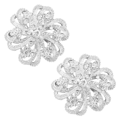 AHANDMAKER 2 STÜCK Kristall Strass Blume Brosche Anstecknadel Elegante Brosche Anstecknadel Brustnadel Hochzeit Corsage Brosche Anstecknadel Für Frauen Vogelanzug Pullover Bouquet Broschen Kit von AHANDMAKER