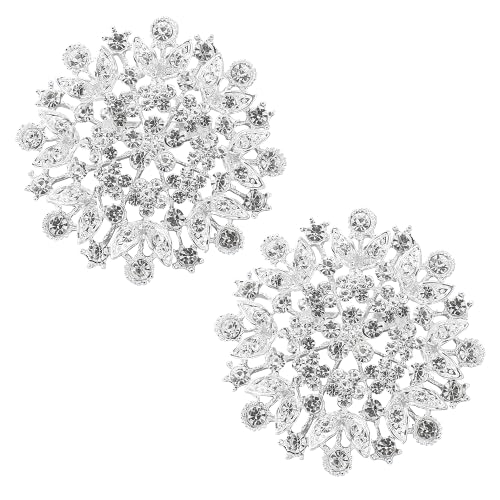 AHANDMAKER 2 STÜCK Kristall Strass Blume Brosche Anstecknadel Elegante Schmucknadeln Für Braut Hochzeit Corsage Brosche Anstecknadel Für Frauen Anzug Pullover Bouquet Broschen Kit von AHANDMAKER