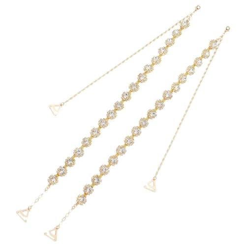 AHANDMAKER 2 Stück Luxus Schultergurtkette Mit Strasssteinen Goldene Blume Rutschfeste BH Träger Metall BH Schulterkette Mit Haken Für Damen Kleiderzubehör Schmuck von AHANDMAKER