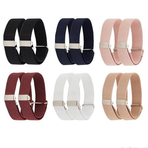AHANDMAKER 6 Paar Elastisches Verstellbares Armband. 6 Farben Rutschfeste Hemdärmelhalter Ärmelbänder Arm Shirt Strumpfbänder Halten Shirt Strumpfband Ärmelhalter Für Männer Und Frauen Shirt Bleiben von AHANDMAKER