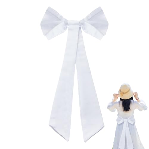 AHANDMAKER Hochzeits Satin Schärpengürtel Abnehmbare Schleife für Hochzeitskleid Accessoires, Weiß, 840x365x24mm, Erwachsene, Braut, Brautkleid-Accessoire, Kleid, Hochzeit, Formal, Klassisch von AHANDMAKER