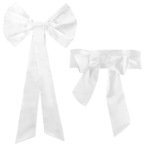 AHANDMAKER Hochzeits Satin Schärpengürtel Abnehmbare Schleife Mit Umlaufendem Taillenband Braut Taillengürtel Mit Schleife Taillenband Gürtel Accessoires Für Kleid Braut Hochzeit von AHANDMAKER