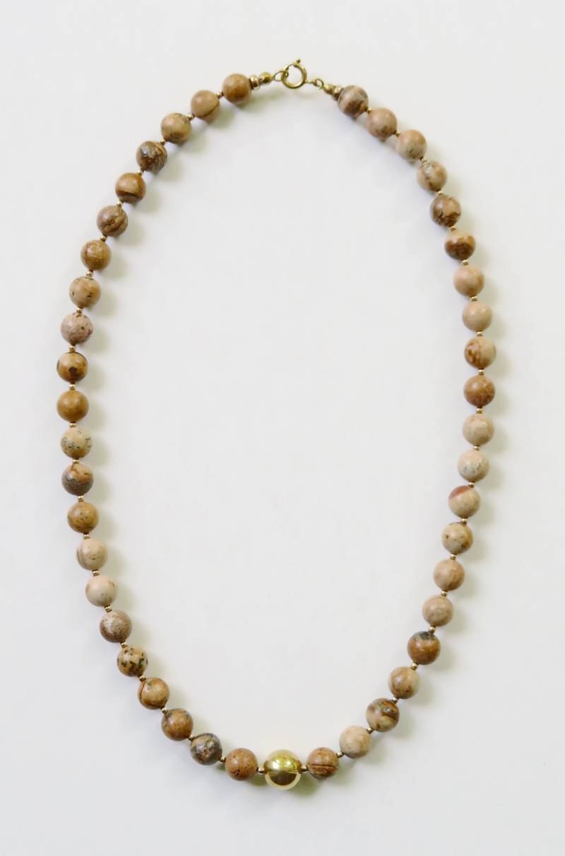 Halskette "Landschafts Jaspis Mit Gold' von AHASschmuckdesign