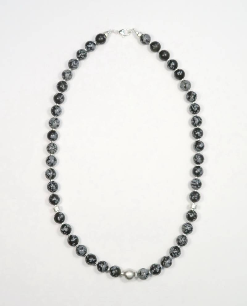 Halskette "Schneeflocken Obsidian in Silber 1' von AHASschmuckdesign