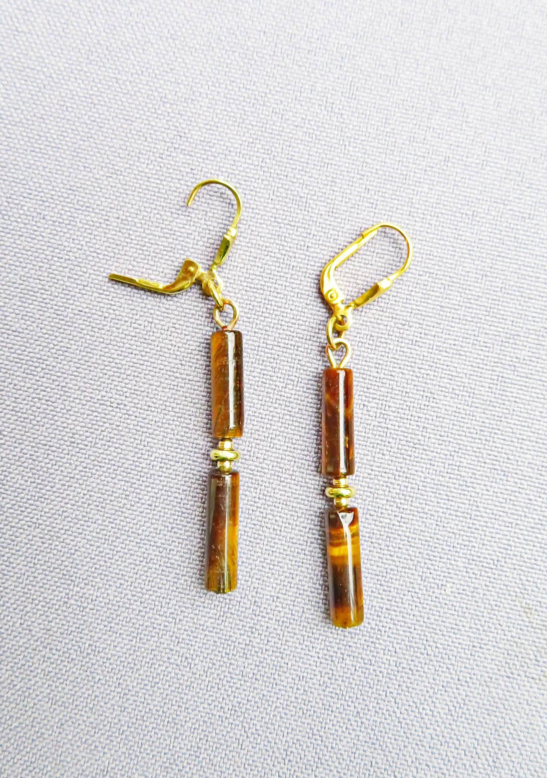 Ohrhänger "Tigerauge & Gold' von AHASschmuckdesign