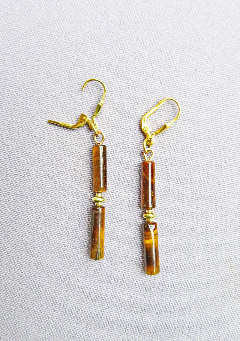 Ohrhänger "Tigerauge & Gold' von AHASschmuckdesign