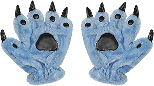Erwachsene Pfotenhandschuhe Tier Weihnachten Plüschhandschuhe dick warm Winter Dinosaurier Krallen Handschuhe gruselig Wolf Handschuhe gepolstert Kostüm Halloween Kostüm Cosplay Karneval Party von AHDMR