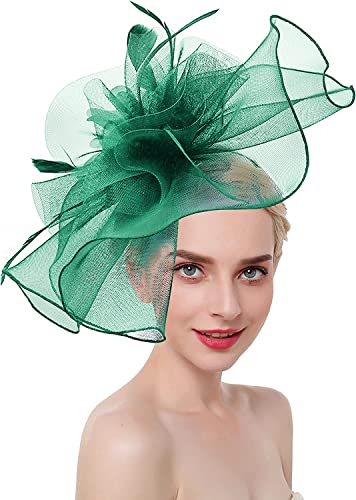 Fascinatorhut für Hochzeit Damen elegant für Bankett Fascinator Hut Vintage schick Brautschmuck mit großer Blume Haarreif Derby-Barett Ascot für Cocktail Kirche Beerdigung von AHDMR