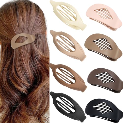 8 Stück Flache Haarklammern für Frauen – Haarklammer Flach für dickes und dünnes Haar, Haarspangen Damen, Matte Flat Claw Clip mit Starkem Halt, ideal für lockiges und Styling, für Mädchen Frauen von AHEJIOO