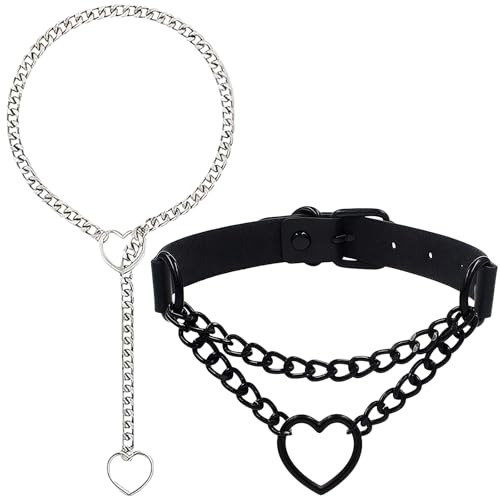 AHEJIOO Choker, 2er-Set Vintage Punk Metallketten, Gothic Accessoires Für Frauen, Verstellbare Halskette Für Partys Und Geschenke von AHEJIOO