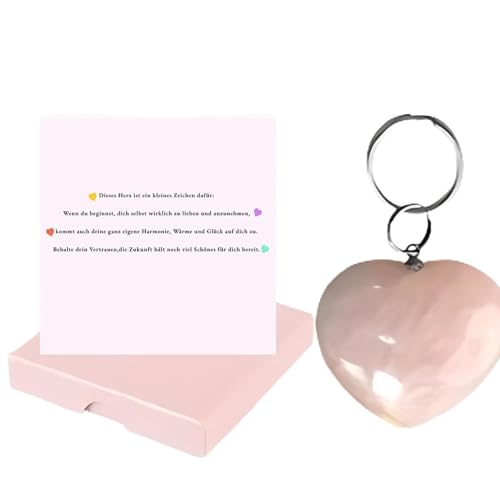 AHEJIOO Handgefertigtes Rosenquarz Stein Armband mit Schlüsselanhänger und personalisierter Karte in rosa Geschenkbox – Liebe Glück Energie Geschenk für Frauen von AHEJIOO