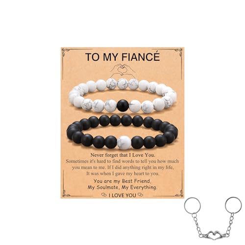 AHEJIOO Paar Geschenke, Partner Geschenke, Romantische Armband Set Mit Schlüsselanhänger Und Karte, Hochzeit Und Jahrestag, Weihnachtsgeschenke Für Freundin von AHEJIOO