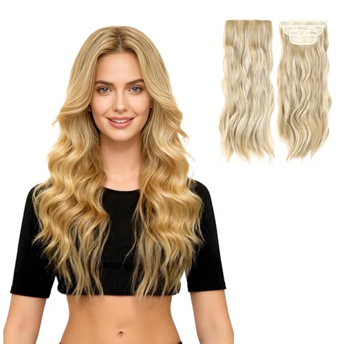 Clip In Extensions Echthaar 4 Stück 50cm Haarverlängerung Echthaar, Hair Extensions Clip In für Damen Alltag & Besondere Anlässe von AHEJIOO