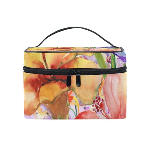 AHENGPAIG Kosmetiktasche mit Blumenmuster für Reisen, Make-up, Zug, Organizer, für Damen, Mehrfarbig6, Einheitsgröße von AHENGPAIG