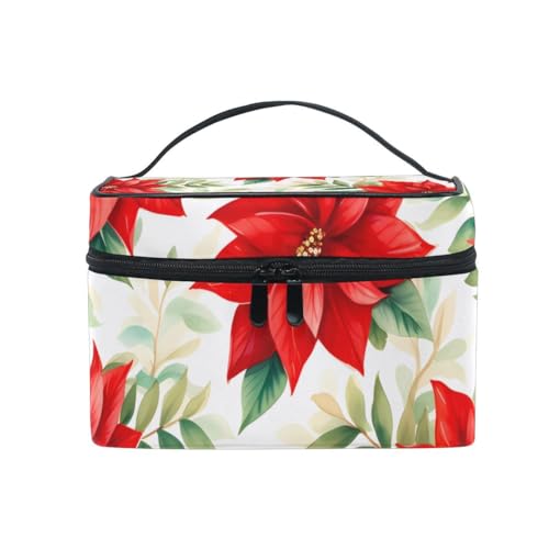 AHENGPAIG Kosmetiktasche mit weihnachtlichem Blumenmuster, für Reisen, Make-up, Zug, Organizer, für Damen, mehrfarbig12, Einheitsgröße von AHENGPAIG