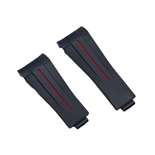 AHGDDA 20 mm Gummi-Uhrenarmband, schwarz, verstellbare Faltschließe, für Rolex-Armband, für Submariner GMT OYSTERFLEX Daytona-Armband(Blk Red Line,Blk Buckle) von AHGDDA