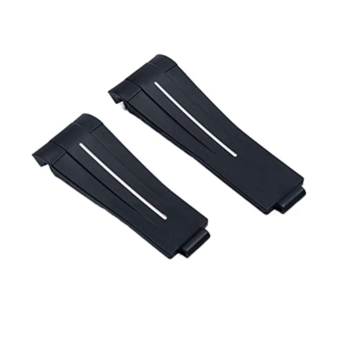 AHGDDA 20 mm Gummi-Uhrenarmband, schwarz, verstellbare Faltschließe, für Rolex-Armband, für Submariner GMT OYSTERFLEX Daytona-Armband(Blk white line,Shiny Silver Buckle) von AHGDDA