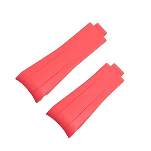 AHGDDA 20 mm Gummi-Uhrenarmband, schwarz, verstellbare Faltschließe, für Rolex-Armband, für Submariner GMT OYSTERFLEX Daytona-Armband(Red,Matt Silver Buckle) von AHGDDA