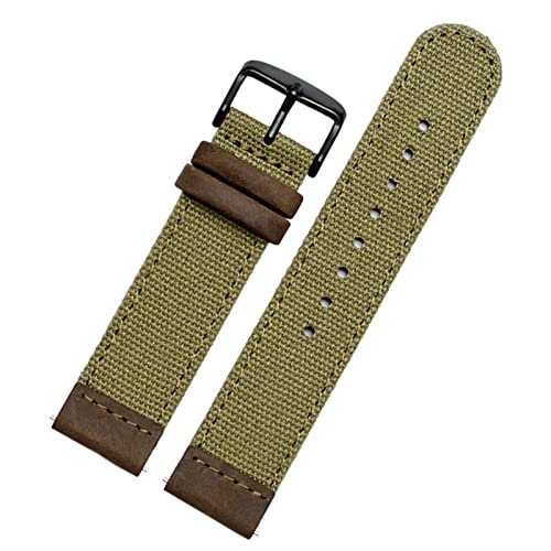 AHGDDA 20 mm echte Lederarmee Grüne Nylon Sportgurt Canvas Schnellveröffentlichung Herren Armband Uhrenband für Timex TW4B14200 | 14100 | 14000(Army Green black) von AHGDDA