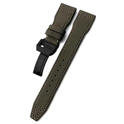 AHGDDA 20mm 21mm 22mm gewebtes Nylon-Uhrenarmband mit Faltschließe, passend für IWC Pilot Mark Portugieser Portofino Armband(Brown black,20mm) von AHGDDA